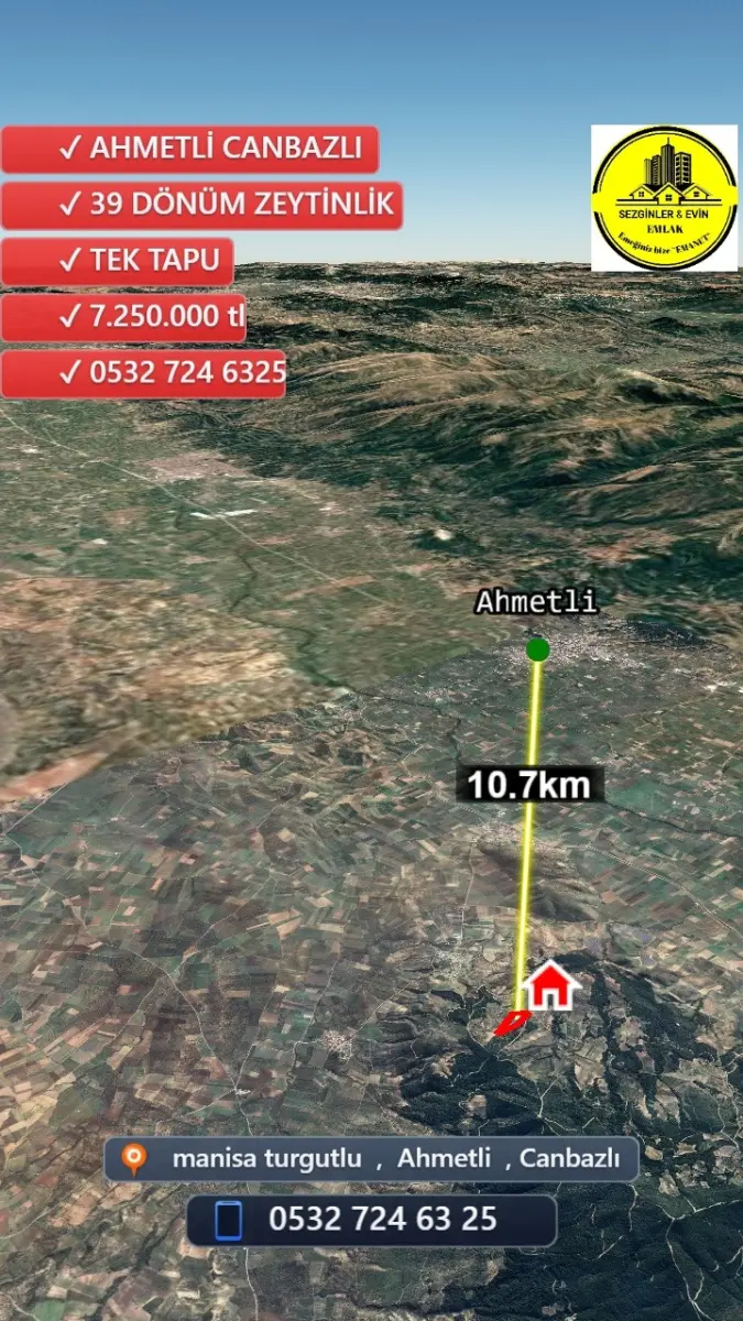 🌟 ACİL SATILIK ZEYTİNLİK 🌟 📍MANİSA AHMETLİ – CANBAZLI 📏 39 DÖNÜM – 💥 7.250.000 TL 💥 🗂️ - Fotoğraf 2
